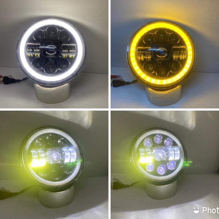 Headlamp Led Day Bulat 7 Inch Gt100 Ring Senja