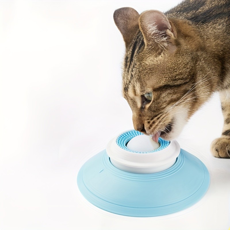 Pet Cleaning Tongue Scraper Lick Mat Toy Self Entertaining Boredom Treats Rotating Slow Feeder