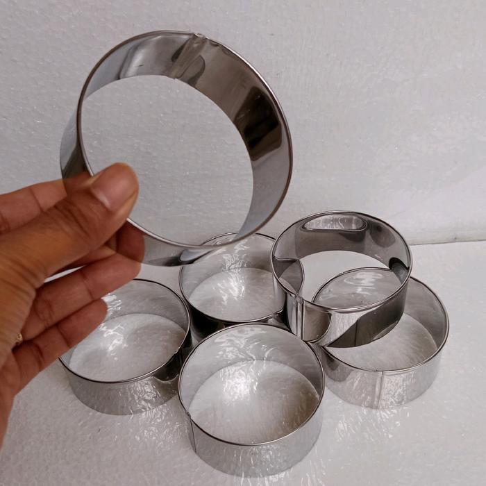 1 Lusin 12 PCS Ring Bulat/Ring Burger Bahan Stainless - silver, Ukuran 10x3 cm