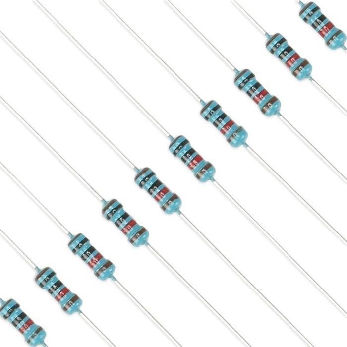 600pcs Resistor Metal Film 1/4w 1% Metal Filem Perbungkus 10r-1m Ohm