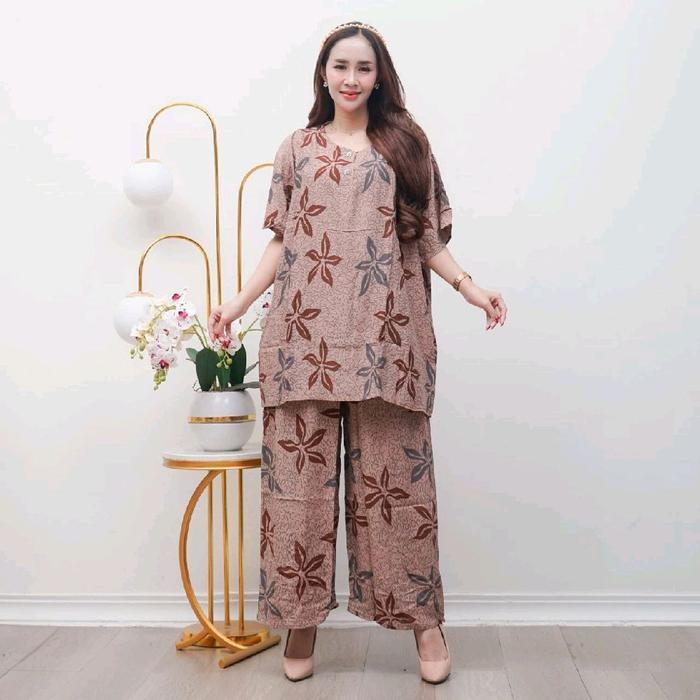 NEW Setelan Cp Jumbo Ld 135cm Rayon Santung Kancing depan Baju Wanita Tidur Santai