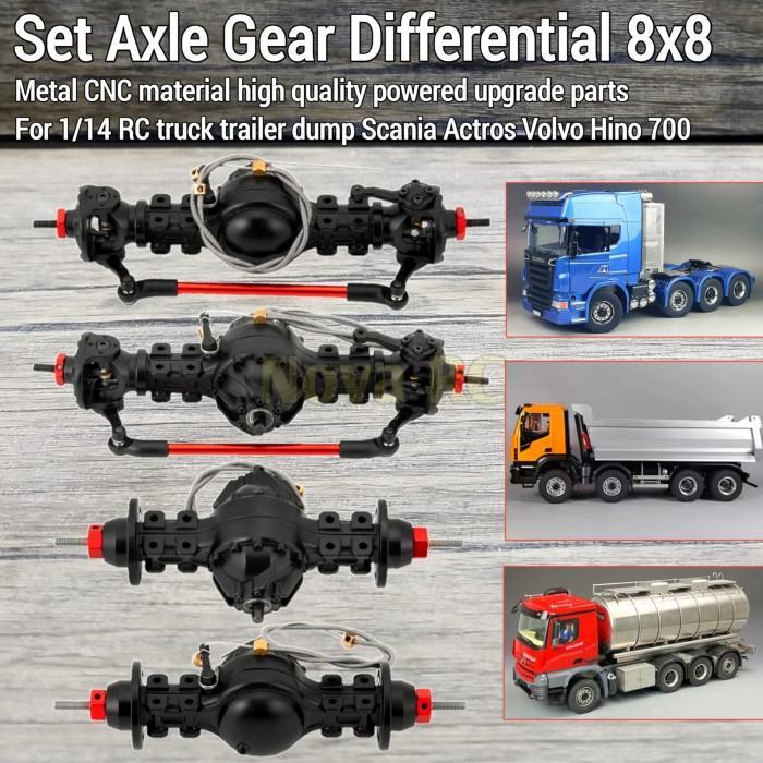 Set axle gear poros gardan 8x8 Rc truck tamiya 1/14 dengan sistem gigi diferensi
