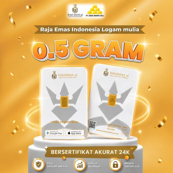 Emas Murni Asli Emas Batangan 0, 5 Gram Logam Mulia 24K Bersertifikat Asli