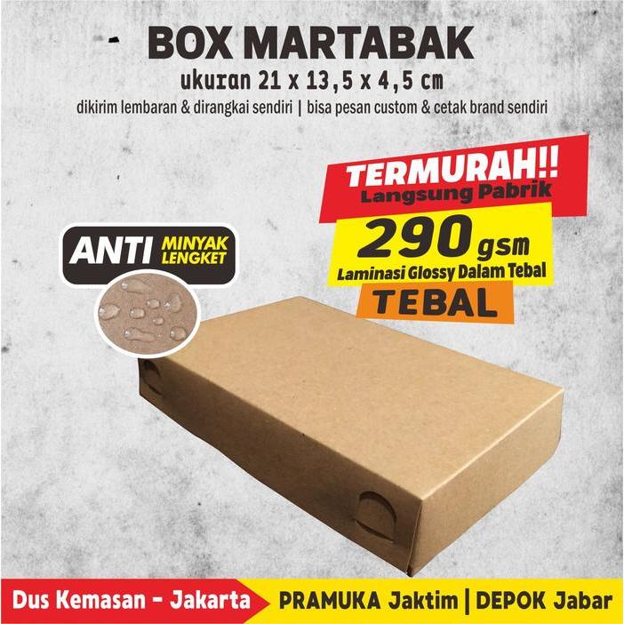 "New" KOTAK MARTABAK / BOX MARTABAK 21 x 13.5 x 4.5 cm KRAFT LAMINASI POLOS ( ISI 10 PCS )