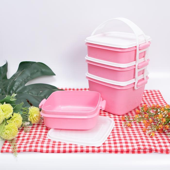 Terbaru Takuma Rantang Susun 3 Takuma Rtgs3 Plastik Untuk Lauk Warna Ungu Pink Biru Hijau