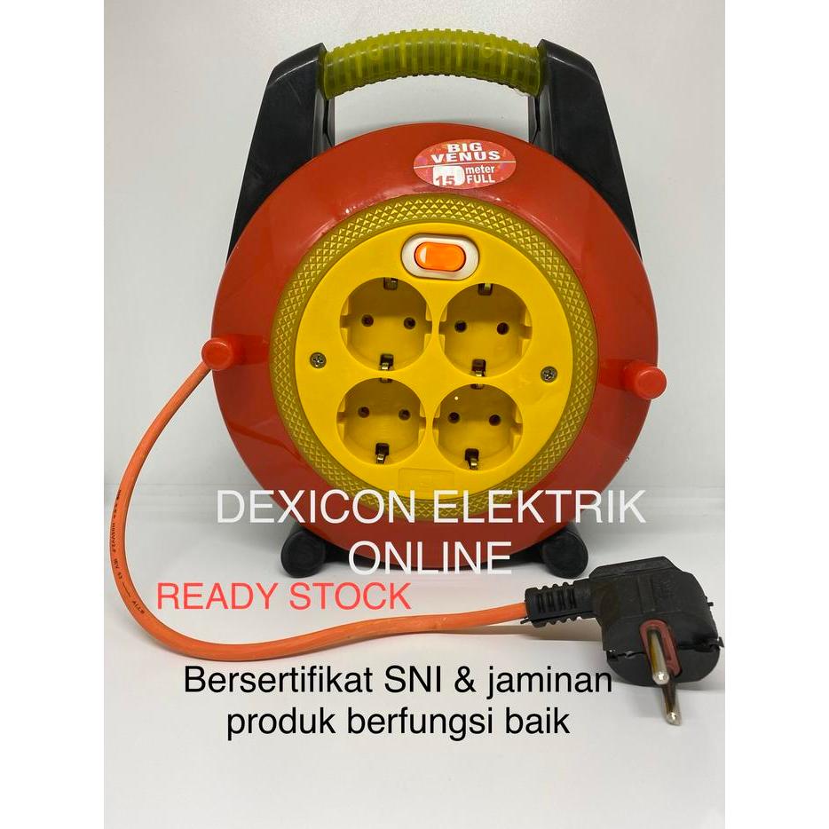 Stop Kontak Venus 15 Meter Full/Roll Kabel/Kabel Box/Kabel Gulungan Diskon Sale