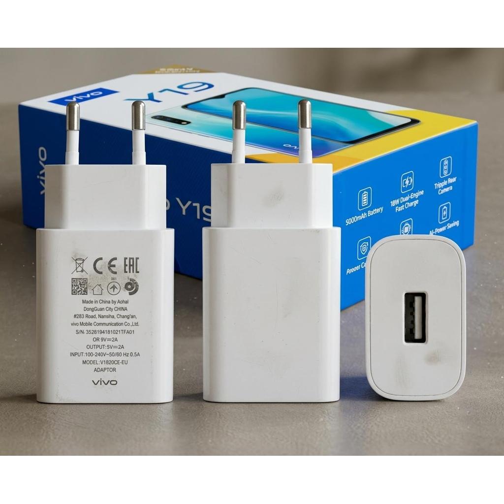 Adaptor Cas Vivo V1820C-EU Ori Bekas Dual Engine Fast Charging 18W Untuk Vivo Y19