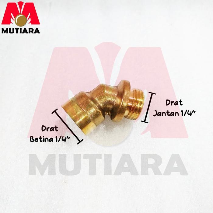 CUCI GUDANG Sambungan Elbow Nozzle Drat Elektrik Robin Jantan Betina 1/4" Kuningan