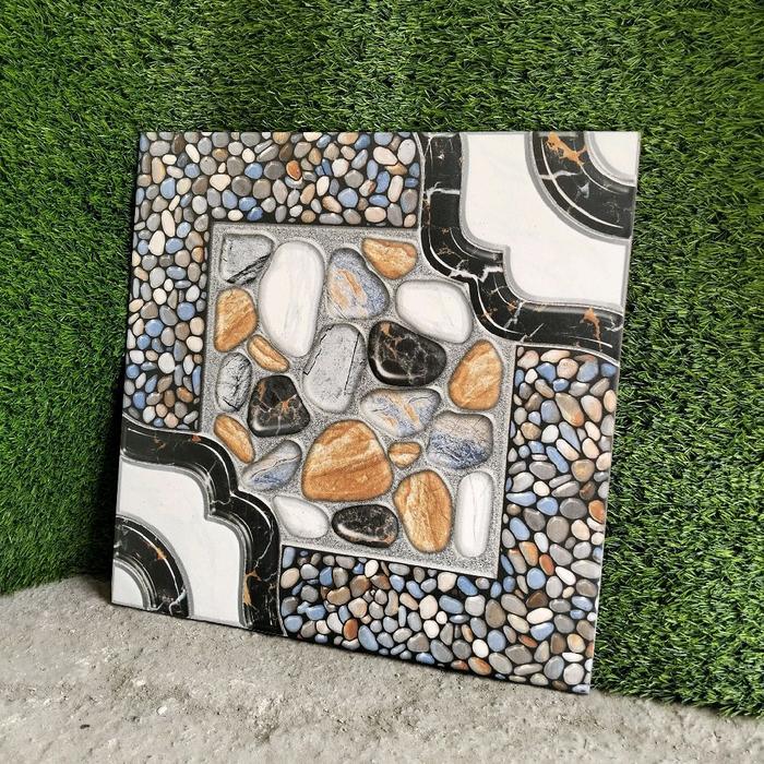 STOK TERBATAS Keramik 40x40 motif batu alam krikil (matt-timbul) / keramik lantai kamar mandi /
