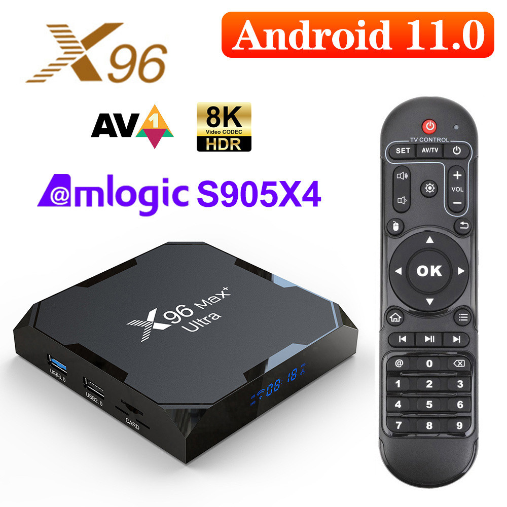 Newest X96Max Plus Ultra TV Box Android 11 Amlogic S905X4 4GB 64GB TVBOX 8K Wifi BT X96 Max Media