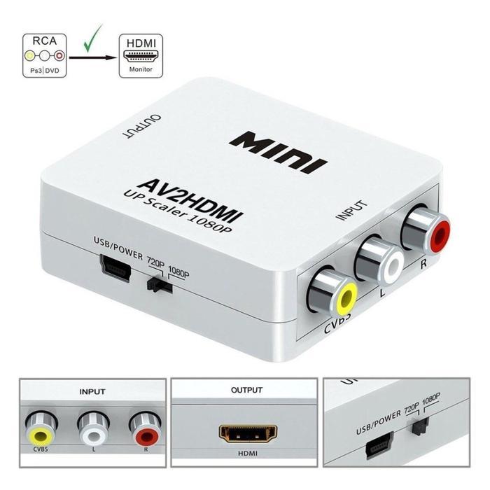Sale Av (Rca) To Hdmi Converter Adapter Mini Box/ Rca To Hdmi (M)