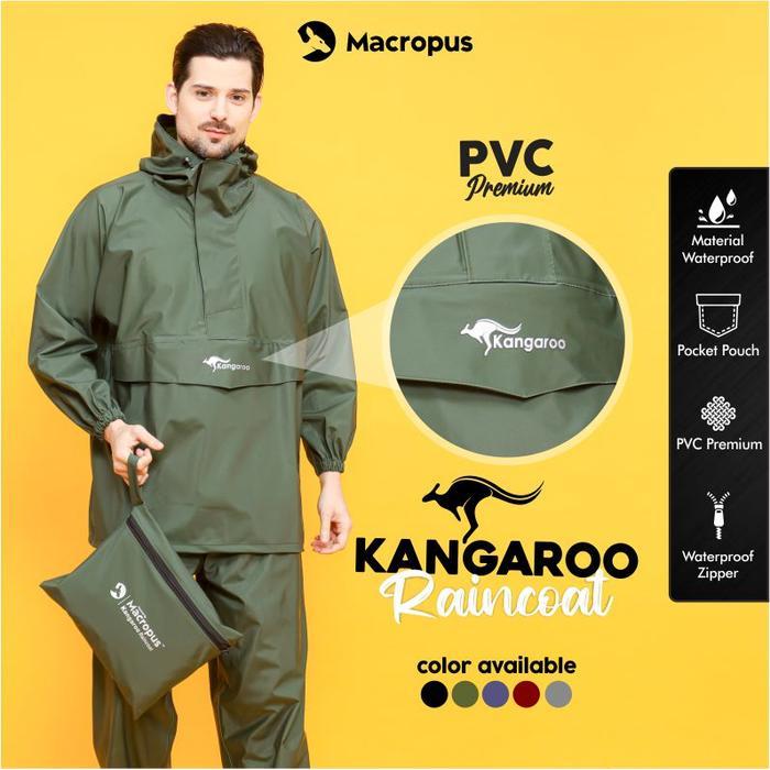 KANGAROO RAINCOAT Jas Hujan Anti Bocor Jas Hujan Kangguru Jas Hujan Setelan Mantel Hujan Jas Hujan