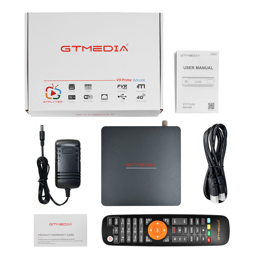 Satellite Receiver GTmedia V9 Prime Built-in 2.4G WiFi DVB-S/S2/S2X HEVC Support SAT2IP by GTShare
