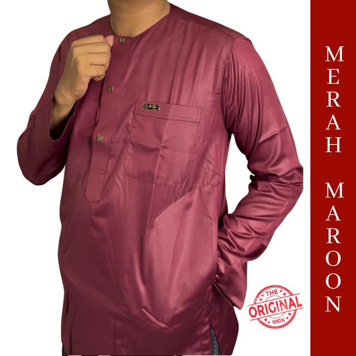 koko kerah oblong Baju Koko Pria Lengan Panjang Polos Kerah Oblong Bahan Polyester Warna Hitam Ukura