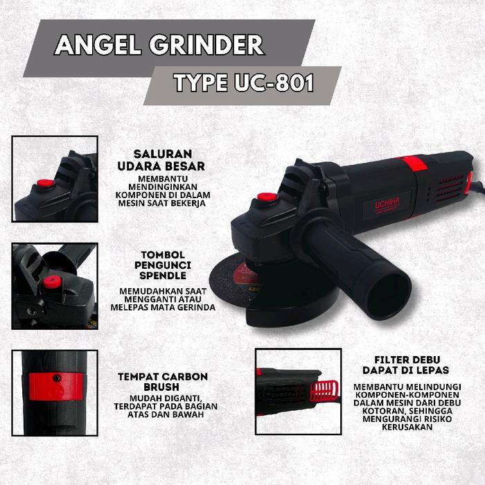 tokobryani Mesin Gerinda Tangan Uchiha UC-801 Multifungsi 4INCH Listrik - Potong, Polish, dan Clean