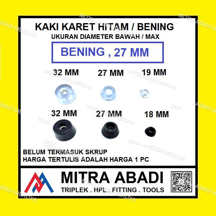 Kaki karet Alas Kaki Meja Kursi Lemari Bening 27 mm