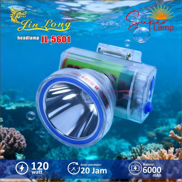 Jinlong Senter Kepala Selam JL 5601 120 Watt Baterai 6000mAh Waterproof LED Laser Lampu Tahan Lama