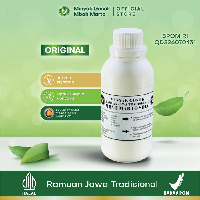 Minyak Gosok Mbah Marto Solo Original 250ml Ramuan Jawa Tradisional - Rematik Asam Urat Nyeri Sendi