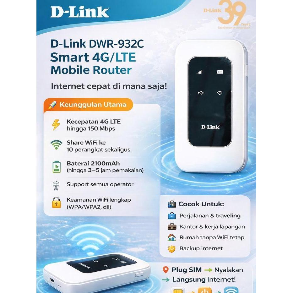 D-LINK DWR-932C , Modem Mifi 4G LTE WiFi Mobile Router