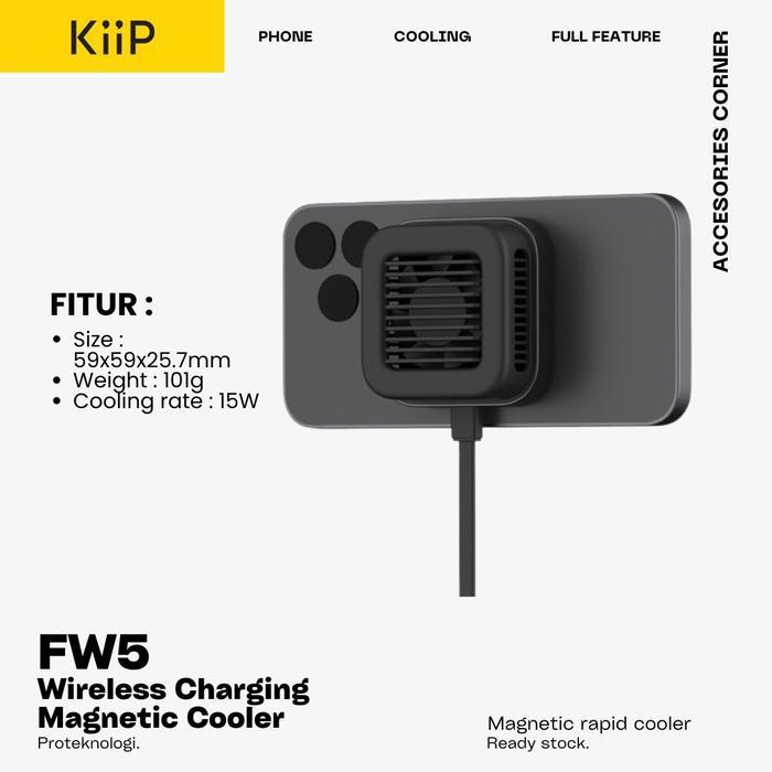 KiiP FW5 Wireless Charging Magnetic Cooler Phone Gaming Fan Radiator Cooling