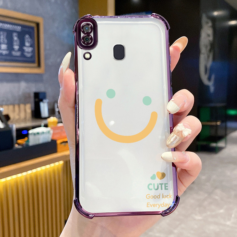 Casing Hp untuk Samsung A30 A20 A21s M10s Case Casing Garis kematian senyum tas emoji pola Cesing HP