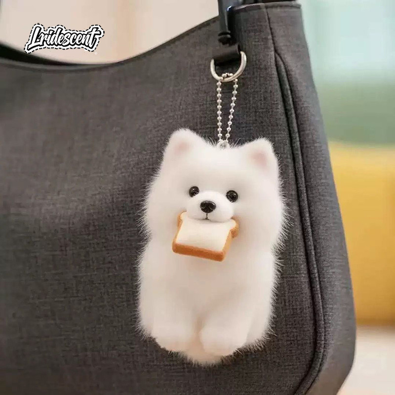 New Bread Samoyed Keychain Plush Toy Cute Little Dog Plush Bag Pendant Super Cute Pendant