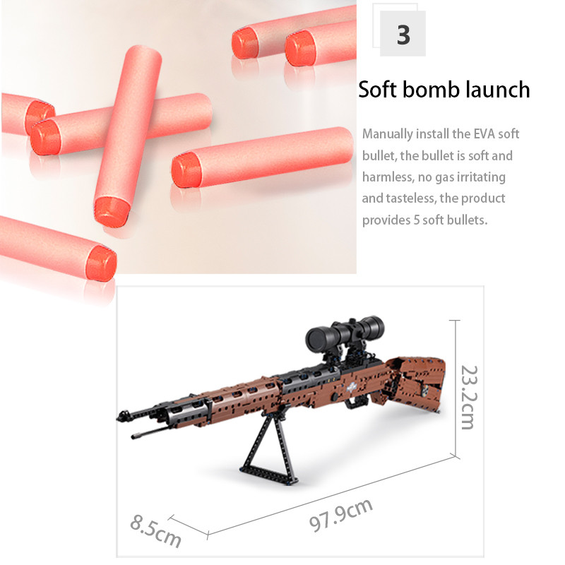 653 Pcs SWAT Military Weapon 98K Sniper gun sighting telescope Models Building Blocks Compatible GUN