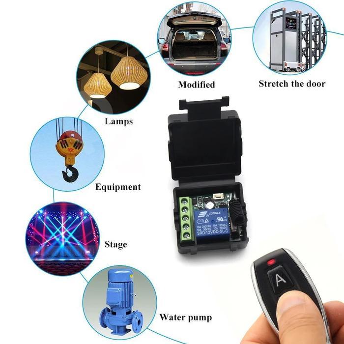 Modul Relay Remote Control Wireless RF 433MHz Switch Saklar 1Ch Transmitter Receiver Remot Peralatan
