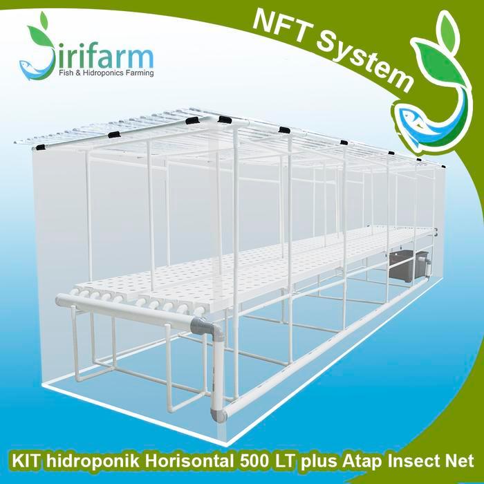Tanam Hidroponik NFT Paket Hidroponik NFT Horizontal 5 Meter 500 Lubang Tanam dengan Atap dan Insect