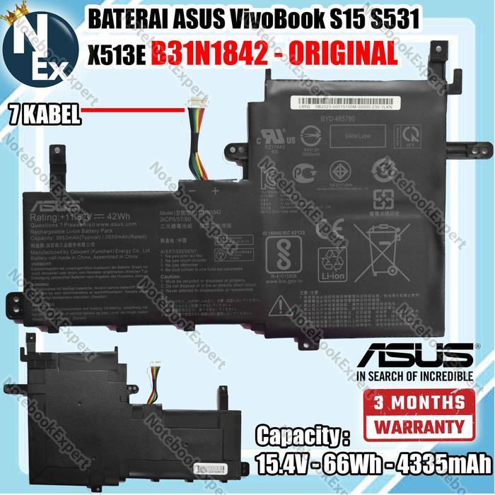 Baterai Laptop Asus Vivobook S15 S531 X513E (B31N1842) Original