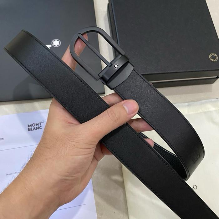 Ikat Pinggang Pria Gesper Tapal Kuda Kulit Halus Lebar 3,5 cm - Hitam, 95cm