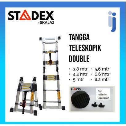 Tangga Teleskopik Double 6.6 meter STADEX by Skalaz Aluminium - silver