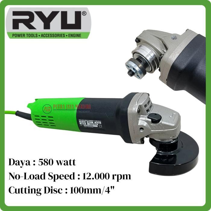 tokobryani Mesin Gerinda Tangan Listrik 4" RYU RSG 100-6 Original Grinda Listrik 580 watt Gratis
