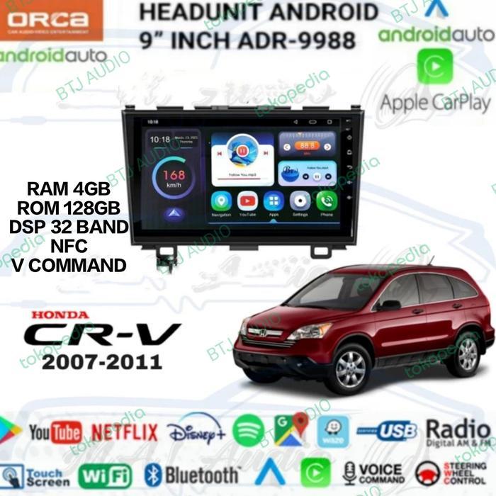 Ready HEAD UNIT TAPE MOBIL ANDROID ORCA OEM HONDA CRV 2007-2011 LAYAR 9"