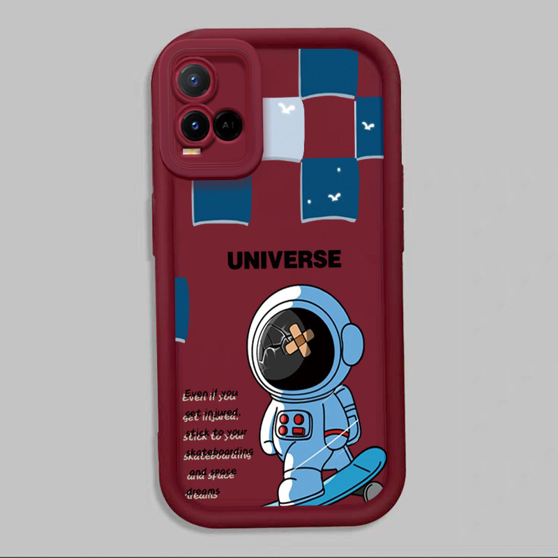 Casing Hp untuk VIVO Y21 Y21s Y21t Y21e Y21a Y21G Y33s Y33t Case Astronot Kartun kesepian Kasing  si