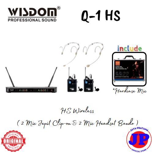 Wisdom Q-1 Hs Wireless 2 Mic Jepit Clip-On & 2 Mic Headset Bando Q1 Q-One