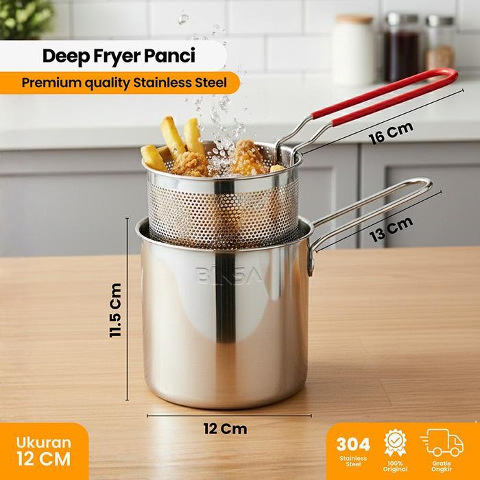 PROMO SPECIAL BINSA - Panci Goreng Deep Fry Penggorengan French Fries Nugget Dengan Tirisan Kafe