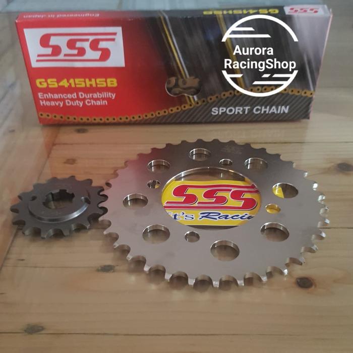 Gear Set Sss 415 Smash / Shogun 125 & Rantai Sss 415 Hsb Gold