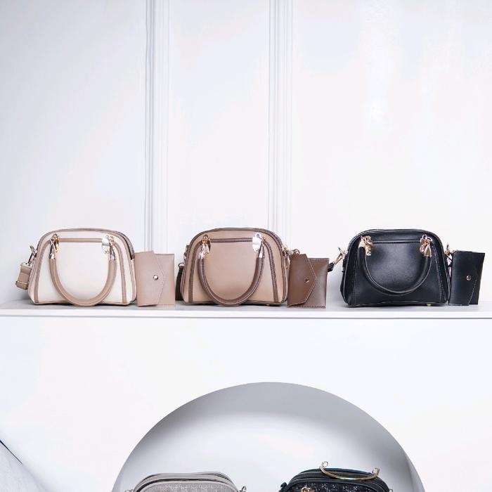 Age Free Bags - Tas Selempang Wanita Alea Bags Kulit Sintetis Model Boston Polos Multifungsi Dua