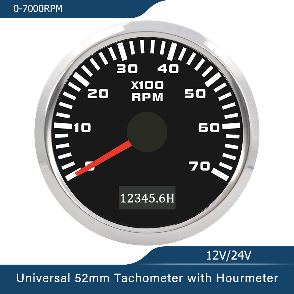 New Universal 52mm Tachometer RPM Meter 3000 RPM 4000 RPM 6000 RPM 7000 RPM 8000 RPM with Red