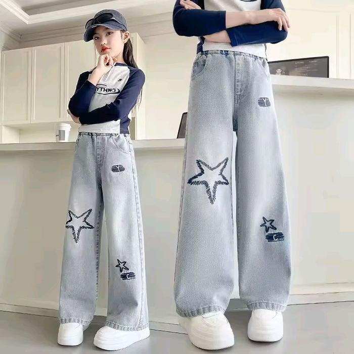 PR0M0 Kulot Skena Jeans Anak Perempuan Star Girls Korean Style Fashion 6-13 tahun G00D QUALITY