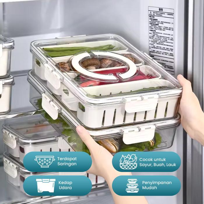 Kotak Penyimpanan Kulkas Akrilik Kontainer Kulkas Tempat Penyimpanan Food Container Kulkas Serbaguna