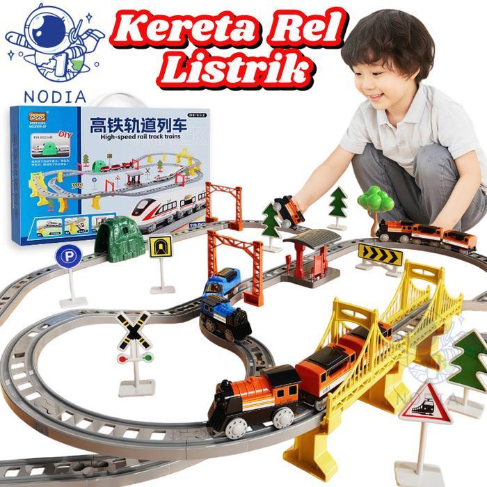 NODIA Kereta Api Mainan Perakitan Listrik Miniatur Rel Kereta Api Mainan DIY Kereta Api Cowok