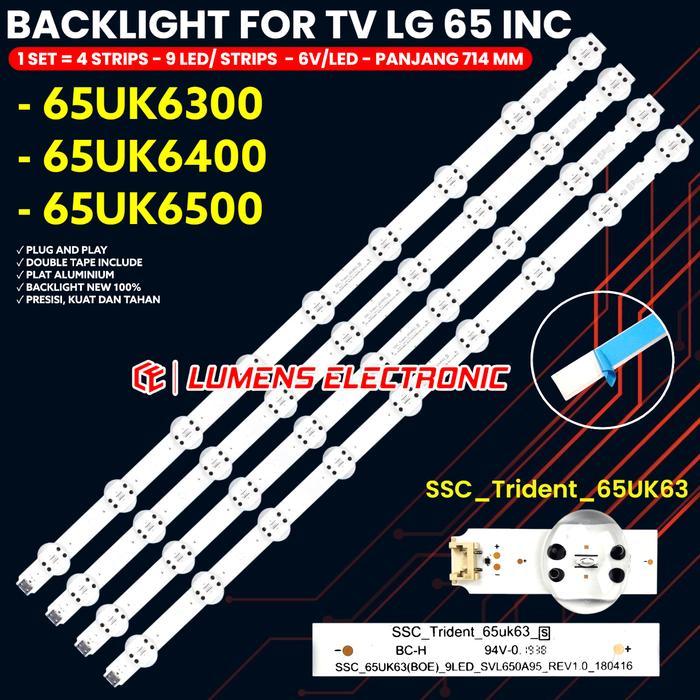 Terlaris BACKLIGHT TV LG 65 INCH 65UK6300 65UK6400 65UK6500 LAMPU BL LED 9K 6V KODOK 65UK