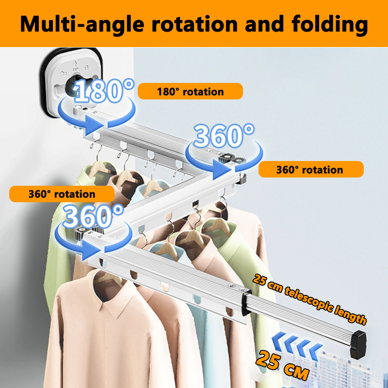 White No Punching Drying Rack, Suction Cup Drying Rack, Aluminum Alloy Folding Drying Rack, Clothes