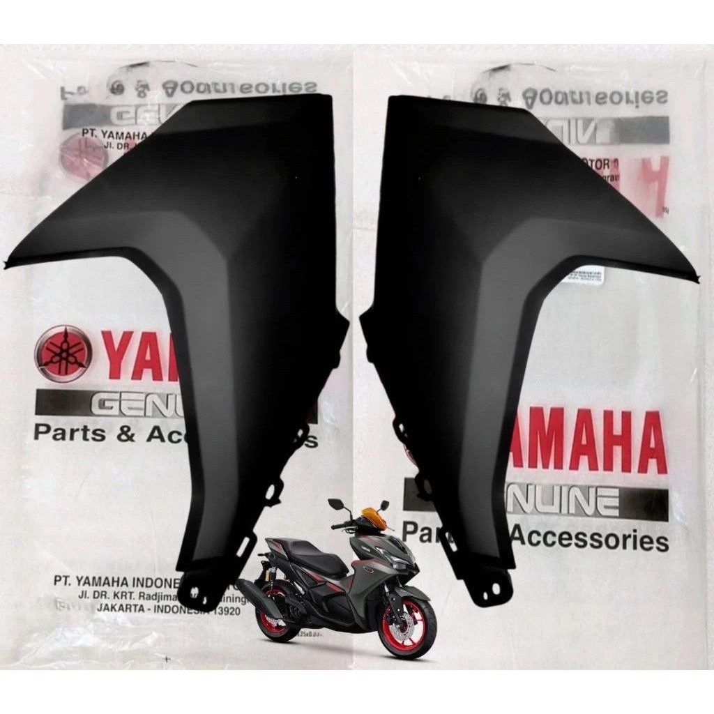SEPASANG SIDE COVER BAWAH JOK SIRIP DEPAN KANAN KIRI HITAM DOFF NEW AEROX 155 ALPHA ALPA TURBO BWP 1