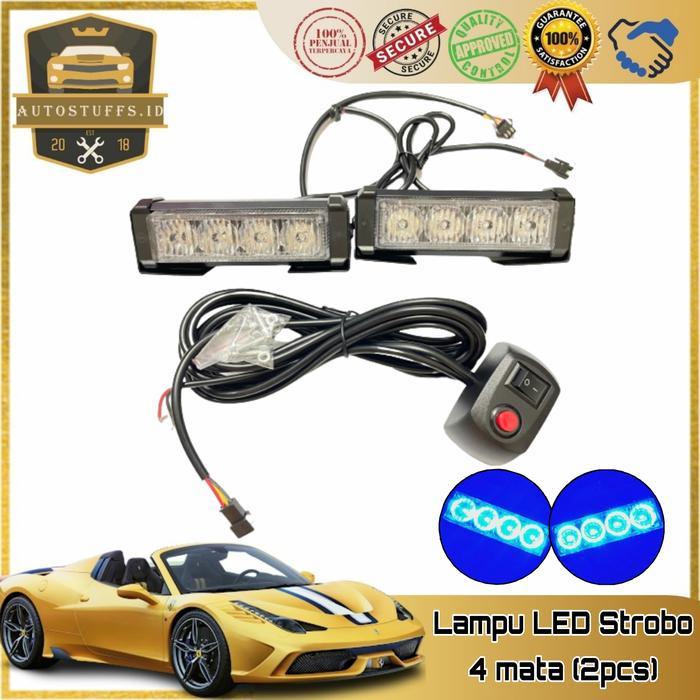 Lampu Led Strobo Polisi/Strobo Set/Strobo 4 Titik/Strobo Motor Mobil+.