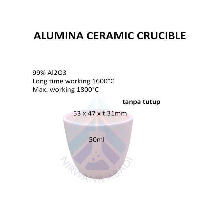 Cawan Krusibel Alumina, Alumina Crucible 99% Al2O3 Tanpa Tutup Terlaris