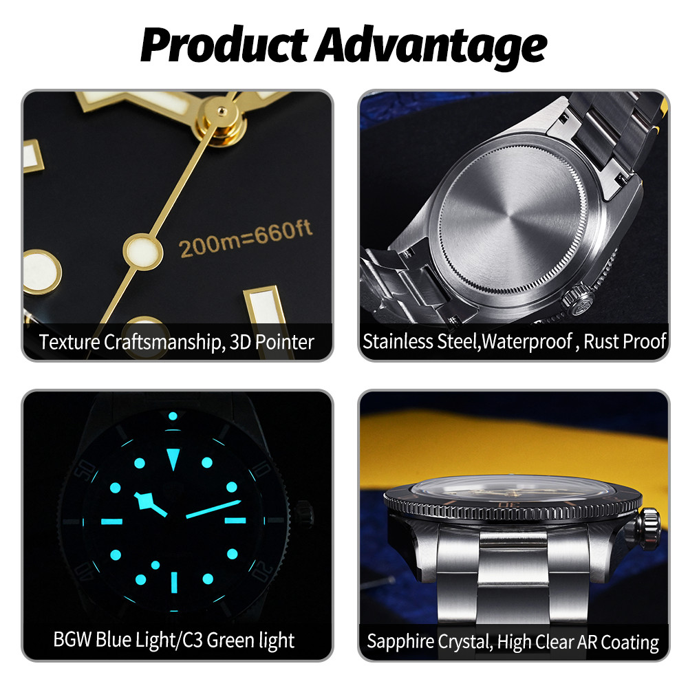Watchdives WD7922 Quartz Watch Men VH31 Movement Sapphire Crystal 200m Waterproof Wristwatch