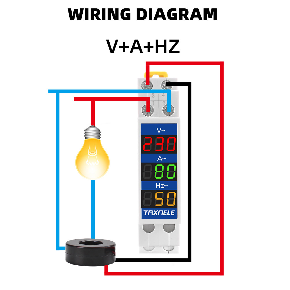 Din Rail 18mm Voltage Current HZ Meter AC 80-500V 220V 380V 100A Modular Voltmeter Ammeter LED